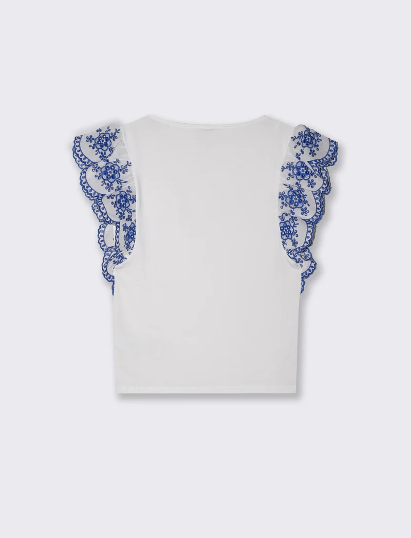 T-shirt con maniche in pizzo sangallo - var 1