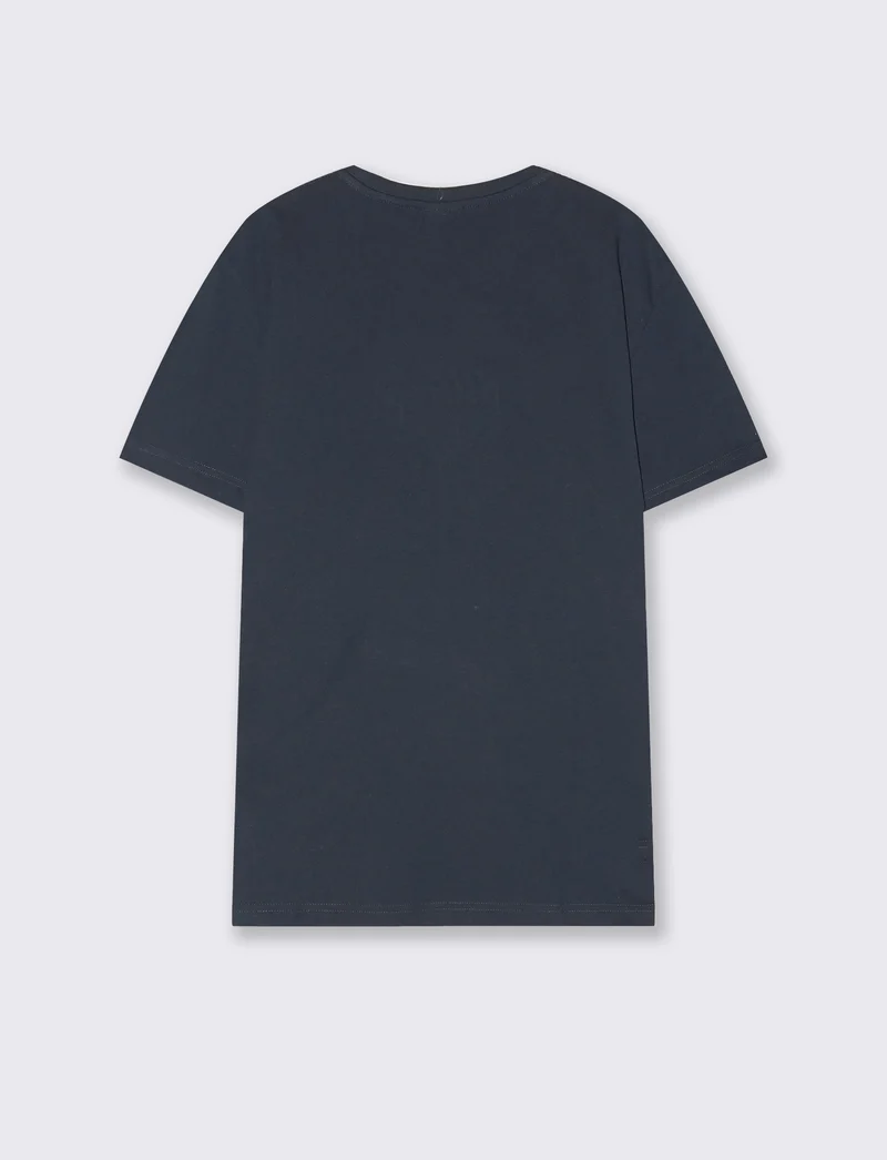T-shirt cotone con stampa a rilievo - Blu
