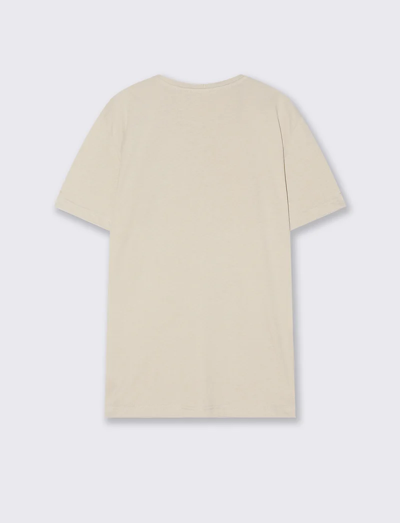 T-shirt cotone con stampa a rilievo - Beige