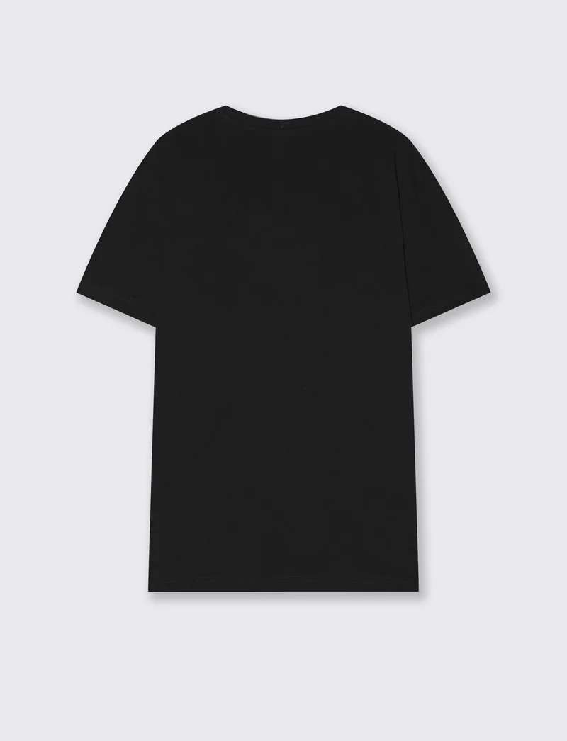 T-shirt cotone con stampa a rilievo - Nero