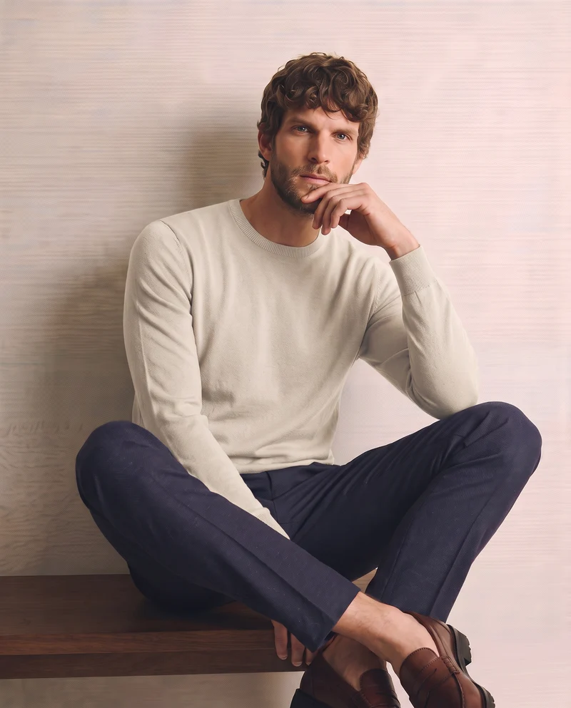 Maglia Girocollo Basic Regular Fit - Sabbia