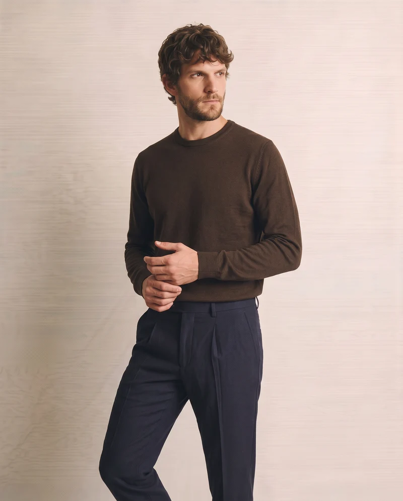 Maglia Girocollo Basic Regular Fit - Moro