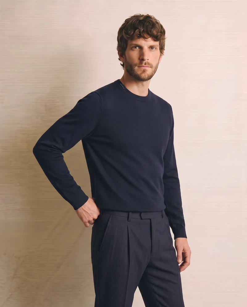 Maglia Girocollo Basic Regular Fit - Blu