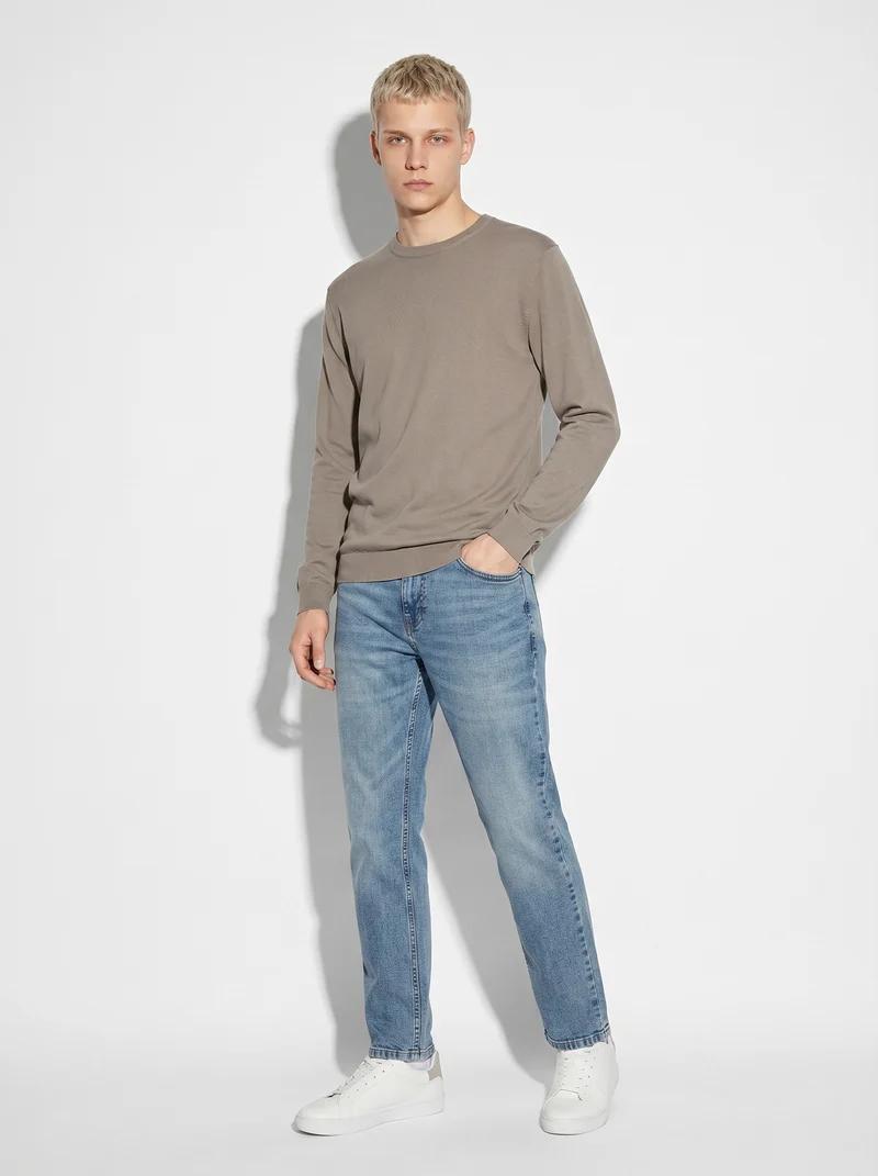 Maglia girocollo in puro cotone premium - Verde kaki