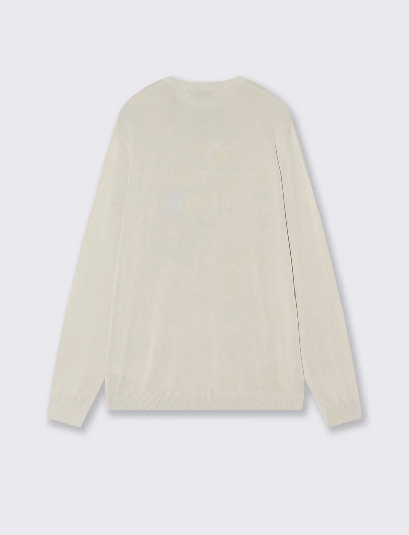 Maglia girocollo in puro cotone premium - Sabbia
