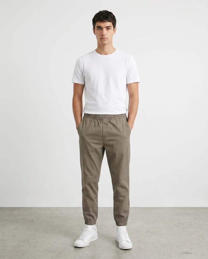 Pantaloni jogger con vita regolabile - Verde kaki