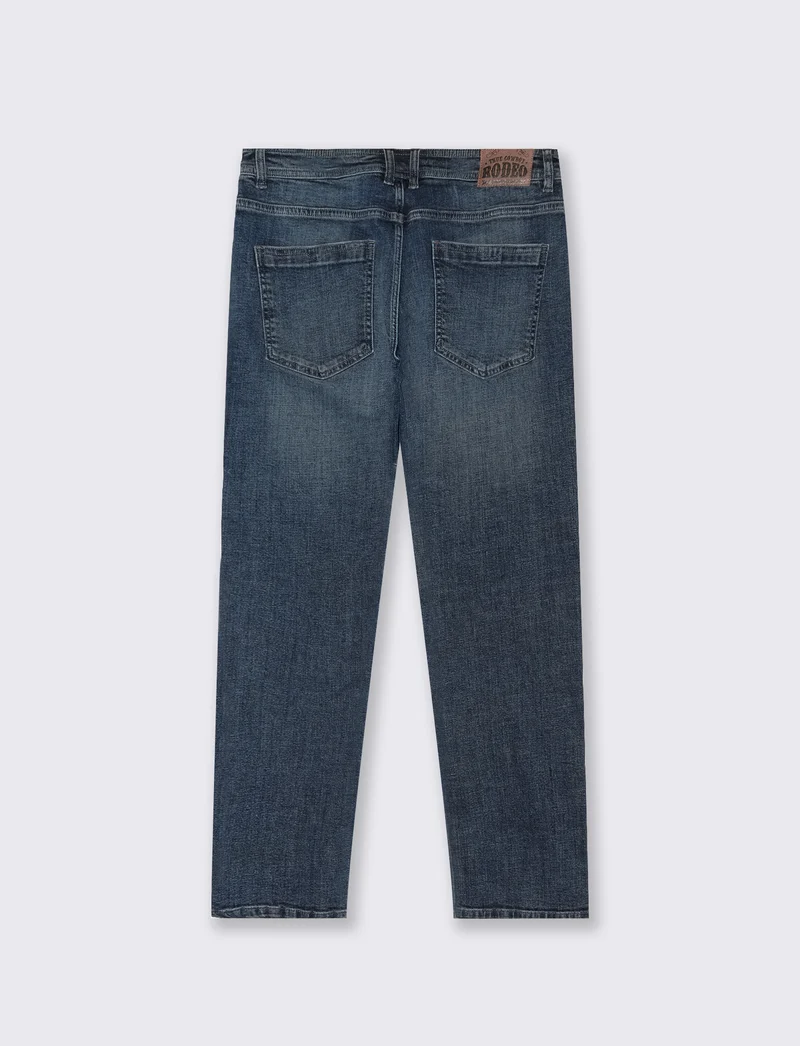 Jeans slim fit blu medio effetto slavato - Denim