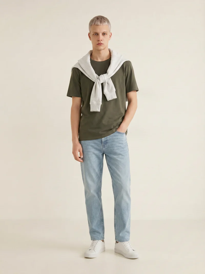 T-shirt Orli regular fit con orli vivi - Verde kaki