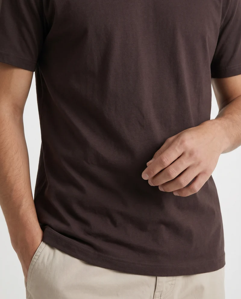 T-shirt girocollo in cotone regular fit - Bordeaux
