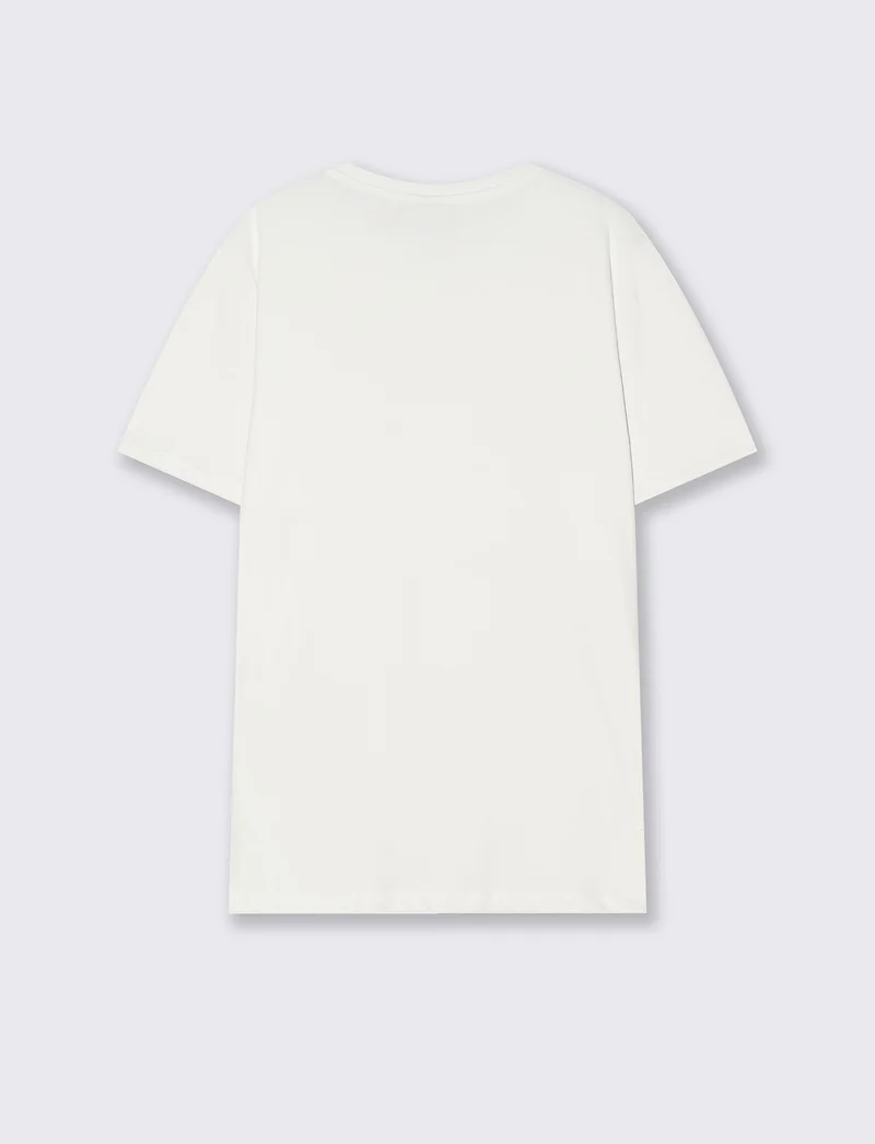 T-shirt girocollo in cotone regular fit - Bianco
