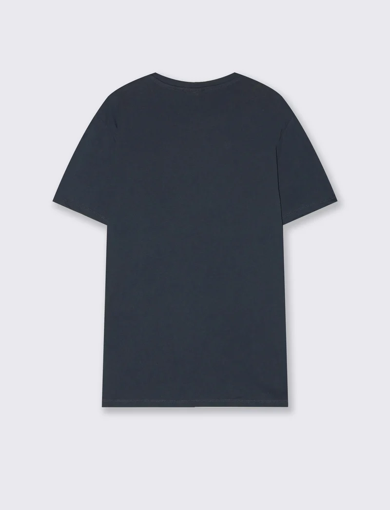 T-shirt girocollo in cotone regular fit - Blu