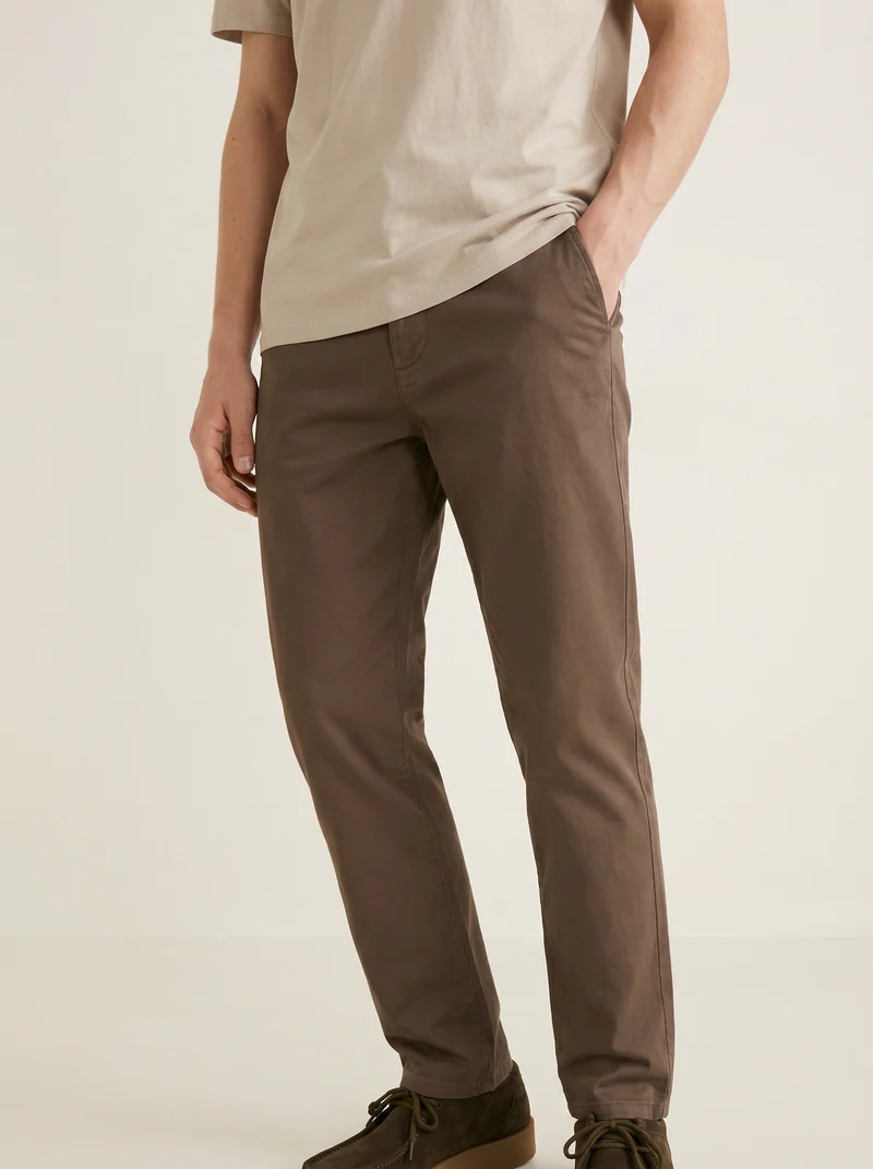 Pantaloni Chino Regular Fit in Cotone - Grigio fango