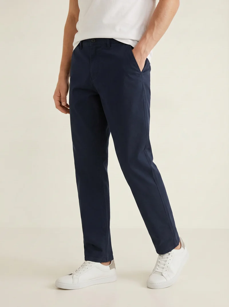 Pantaloni Chino Regular Fit in Cotone - Blu