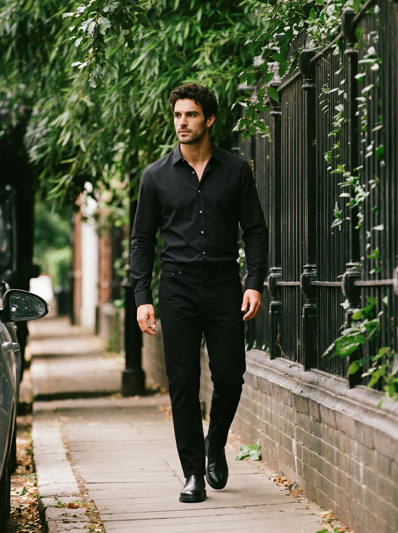 Pantaloni Regular Fit 5 Tasche Twill - Nero