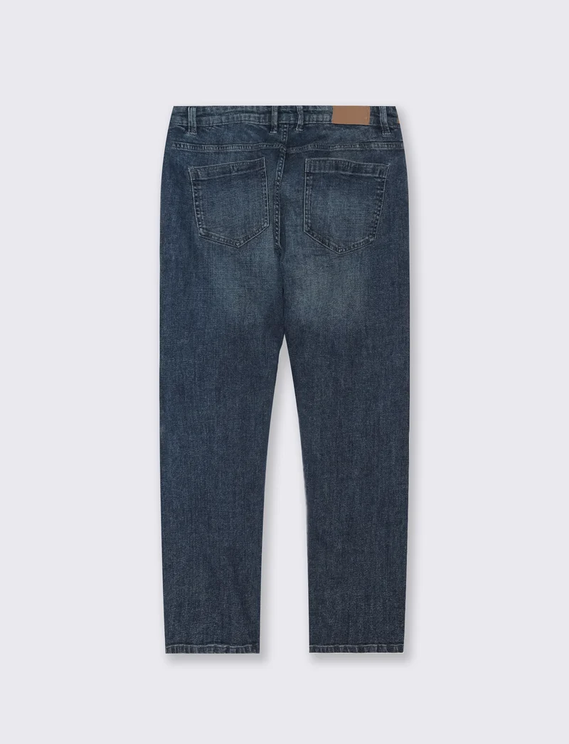 Jeans regular fit blu scuro effetto slavato - DENIM SCURO