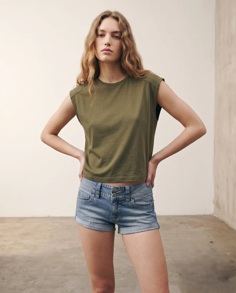 T-Shirt Cropped e Basica in Cotone - Ve.milit.