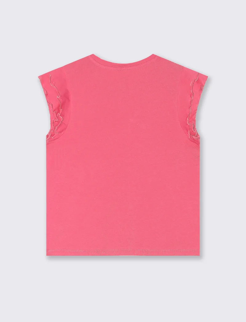 T-shirt con rouches da donna - Geranio