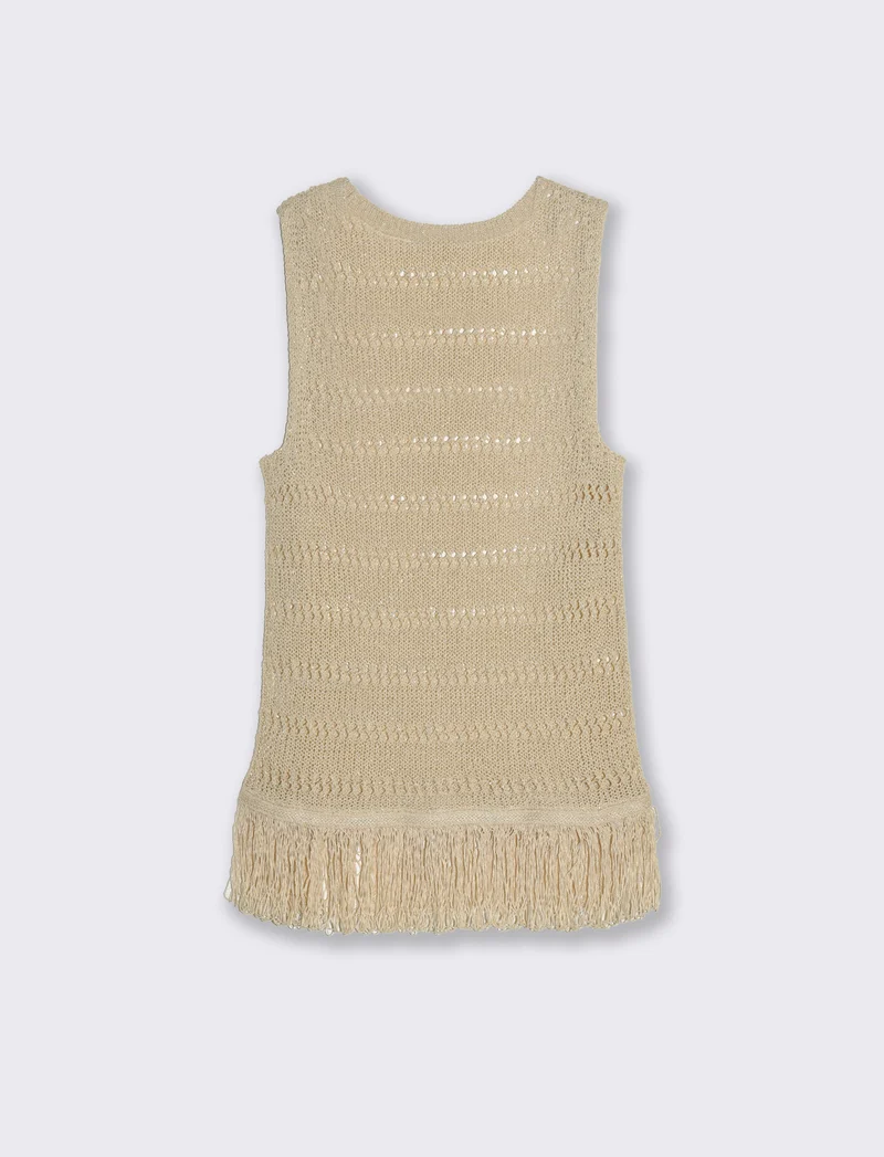 Top crochet con frange da donna - Oro