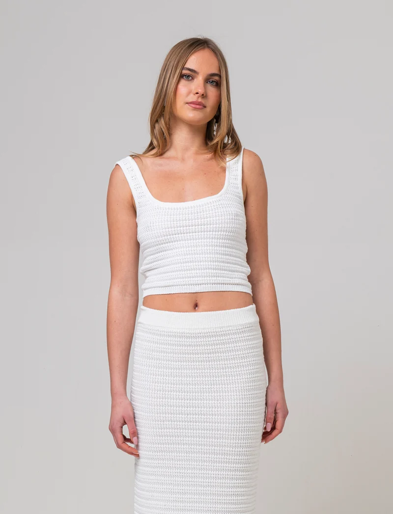 Top crochet da donna - Avorio