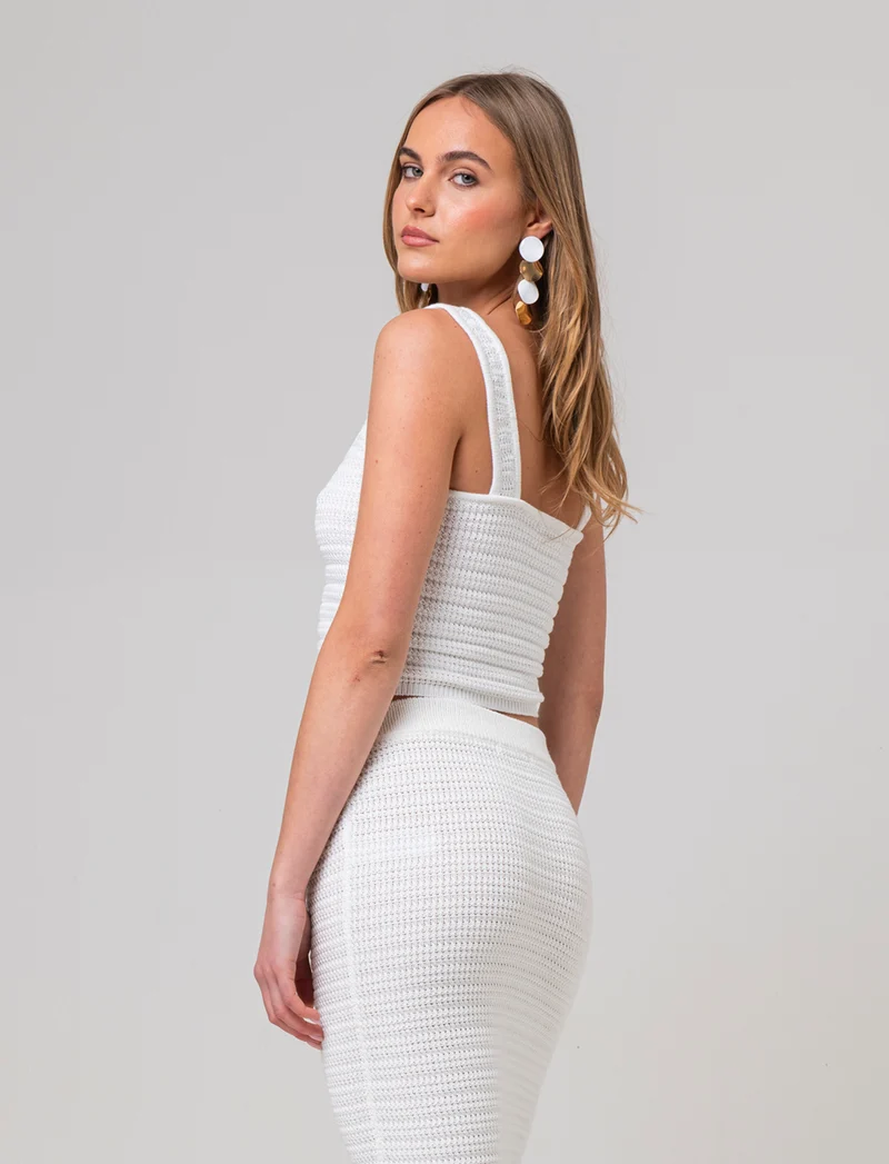 Top crochet da donna - Avorio