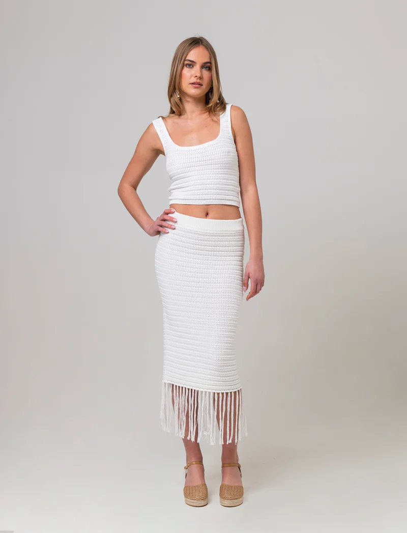 Top crochet da donna - Avorio