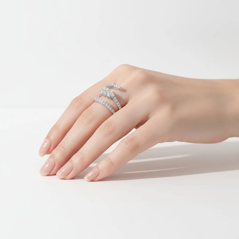 Anello elica con strass - Argento