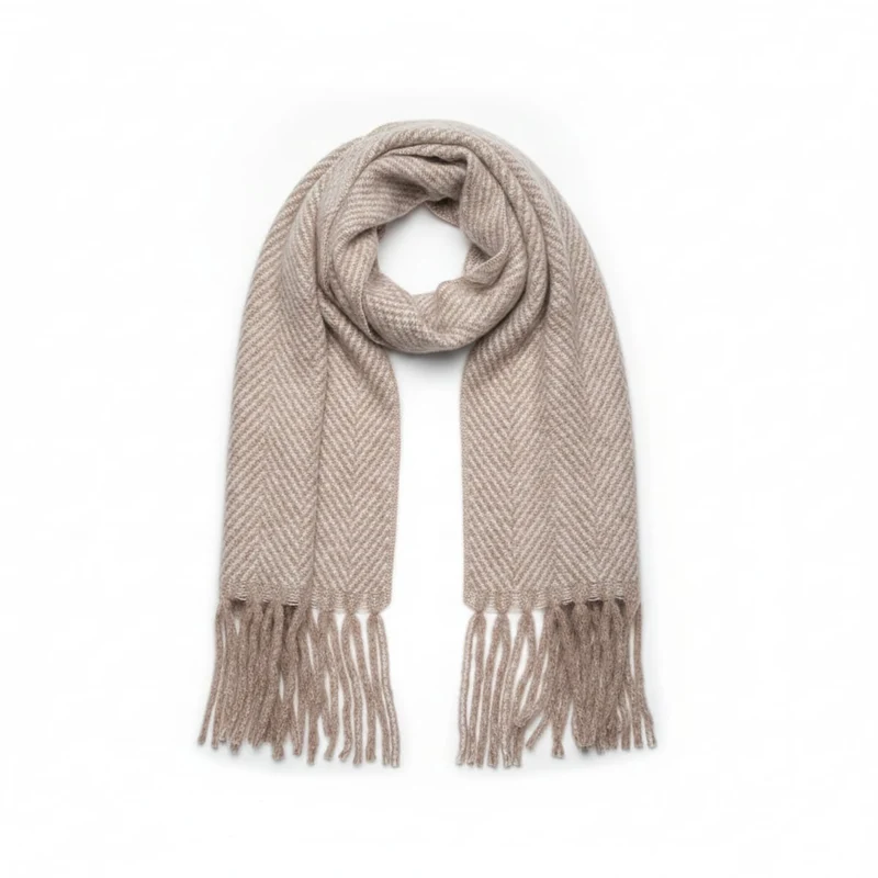 Sciarpa in motivo spigato - Beige