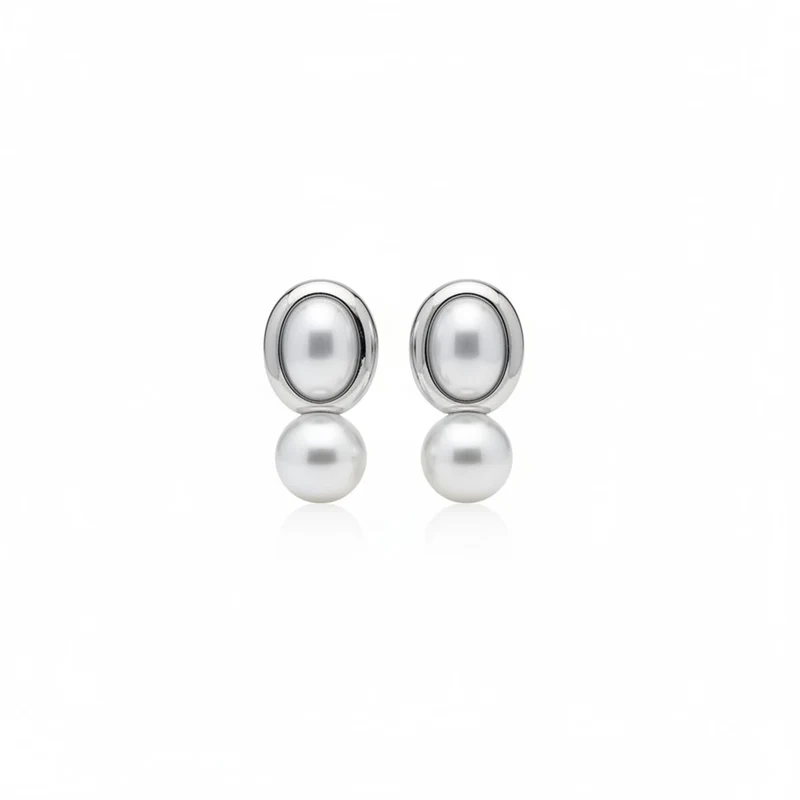 Orecchini a bottone con eleganti perle - Argento