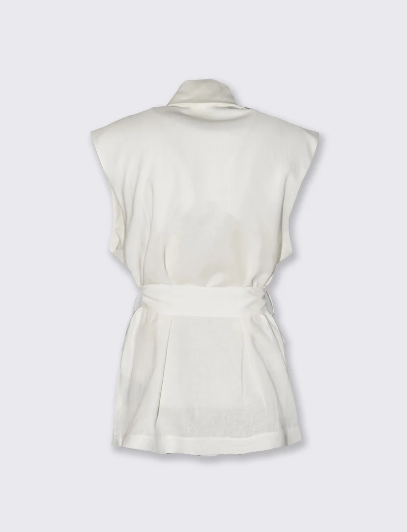 Blazer giromanica donna con tasche davanti - Bianco latte