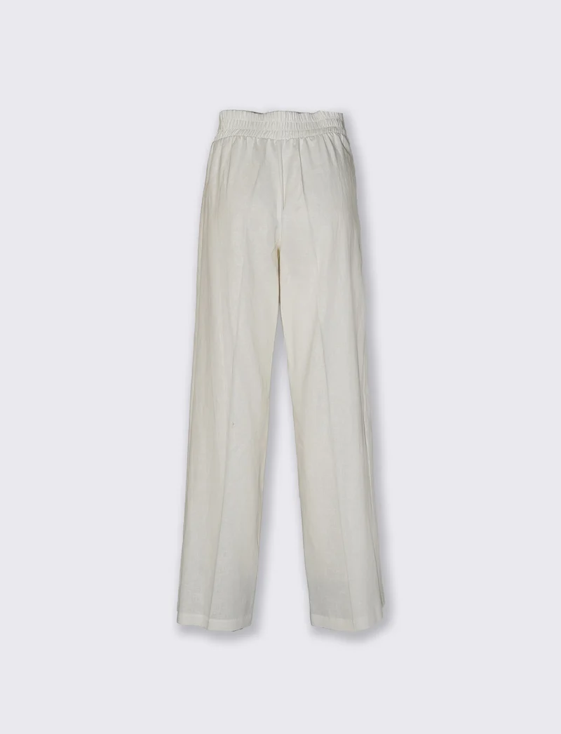 Pantaloni palazzo a vita alta donna - Bianco latte