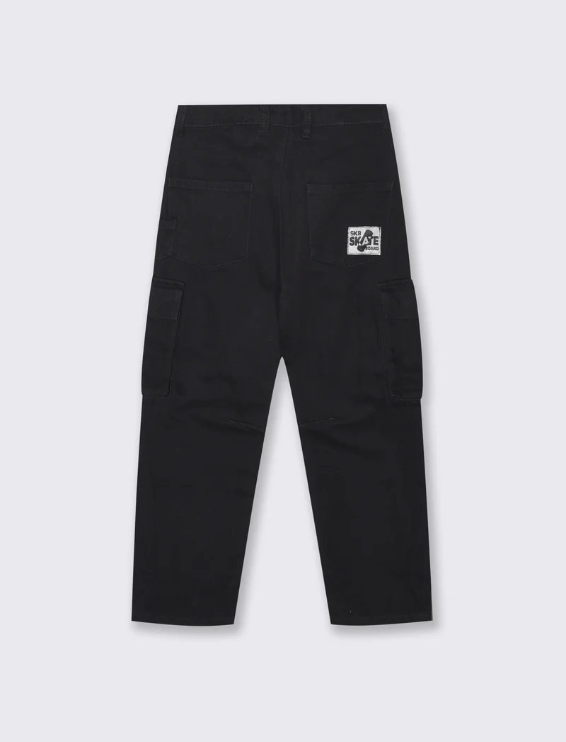 Jeans cargo in denim black con tasconi - Nero