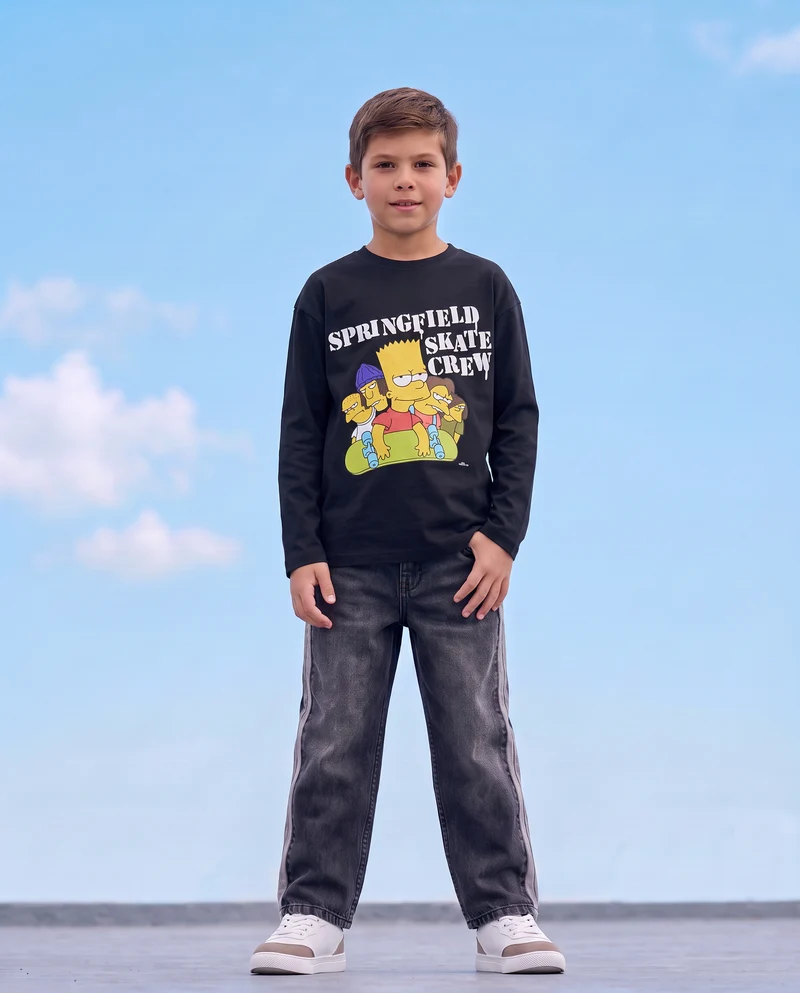 T-shirt maniche lunghe dei Simpson - Nero
