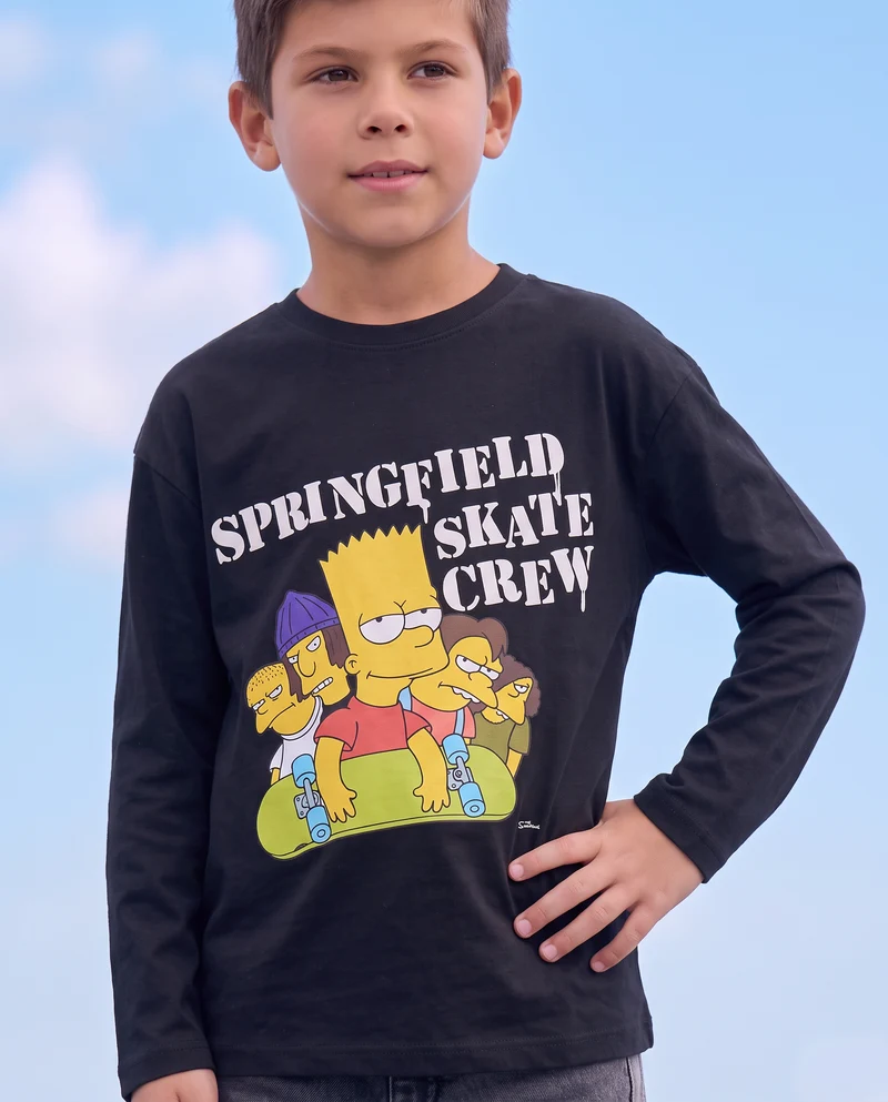 T-shirt maniche lunghe dei Simpson - Nero