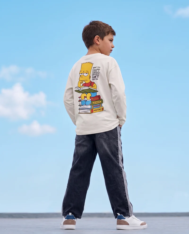 T-shirt maniche lunghe dei Simpson - Bianco latte