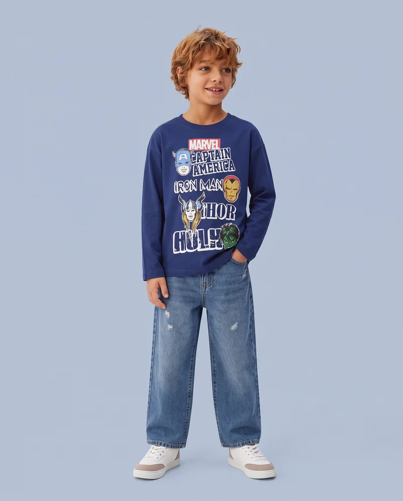 T-shirt Marvel maniche lunghe cotone - Blu