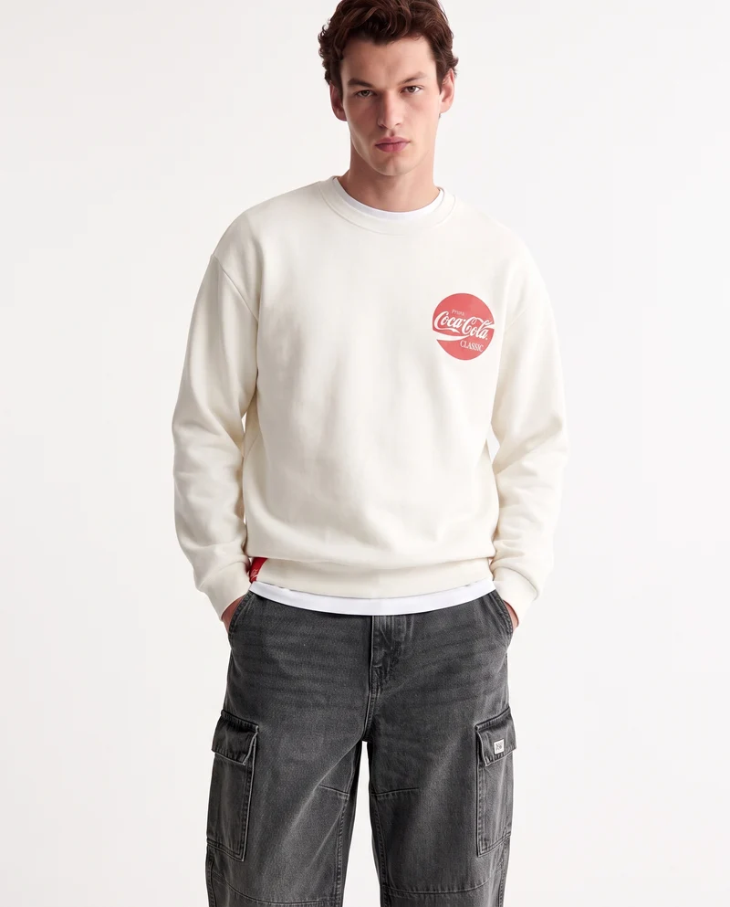 Felpa Coca Cola girocollo boxy fit uomo - Bianco