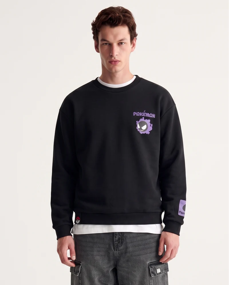 Felpa Pokemon girocollo boxy fit uomo - Nero