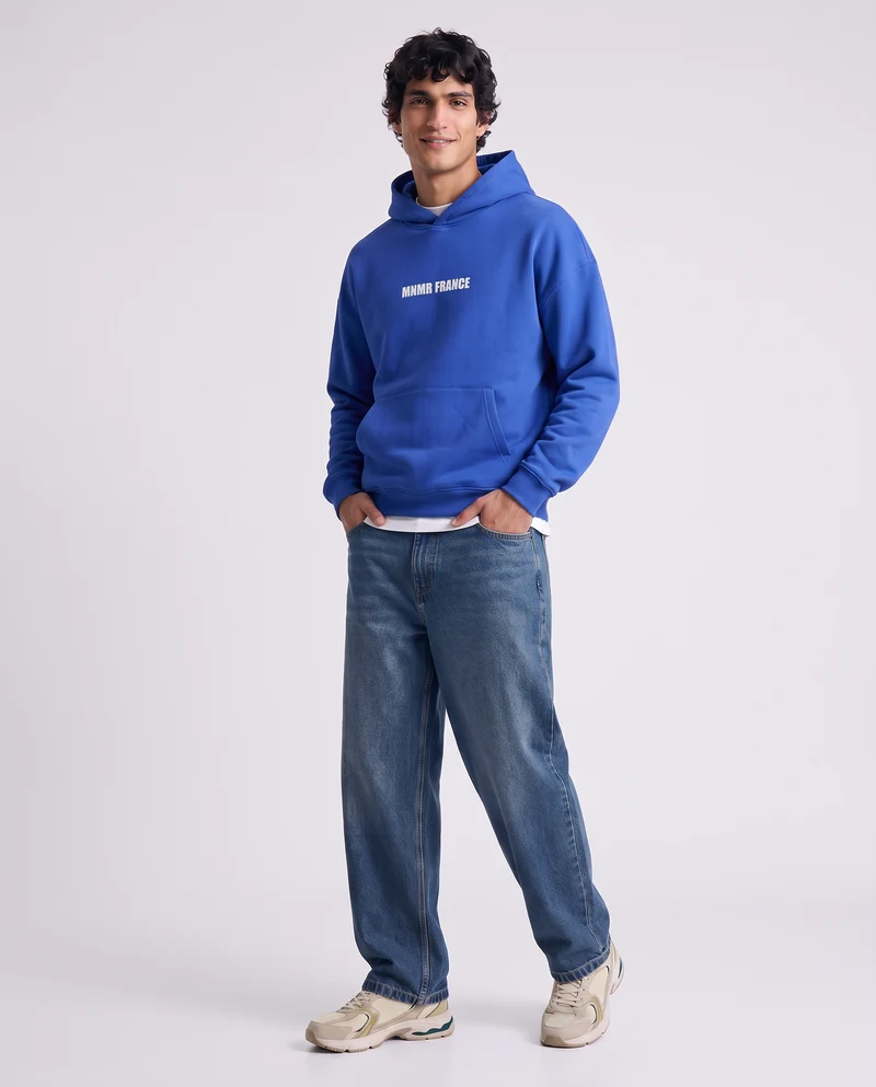 Felpa con cappuccio e stampa trendy - Bluette