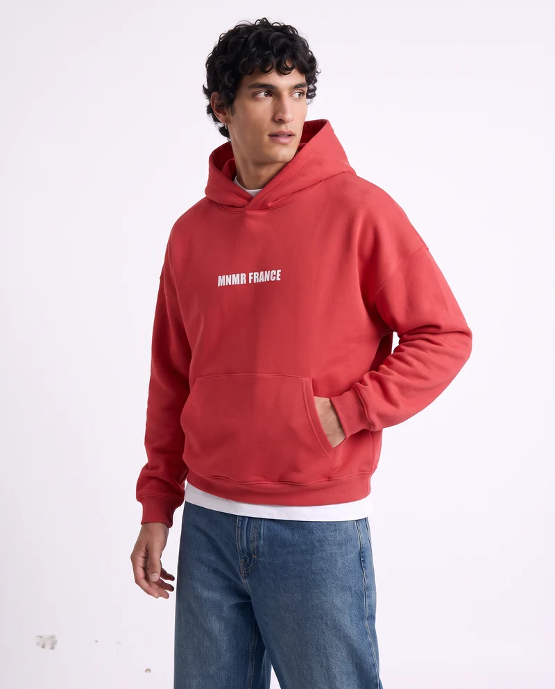Felpa con cappuccio e stampa trendy - Rosso