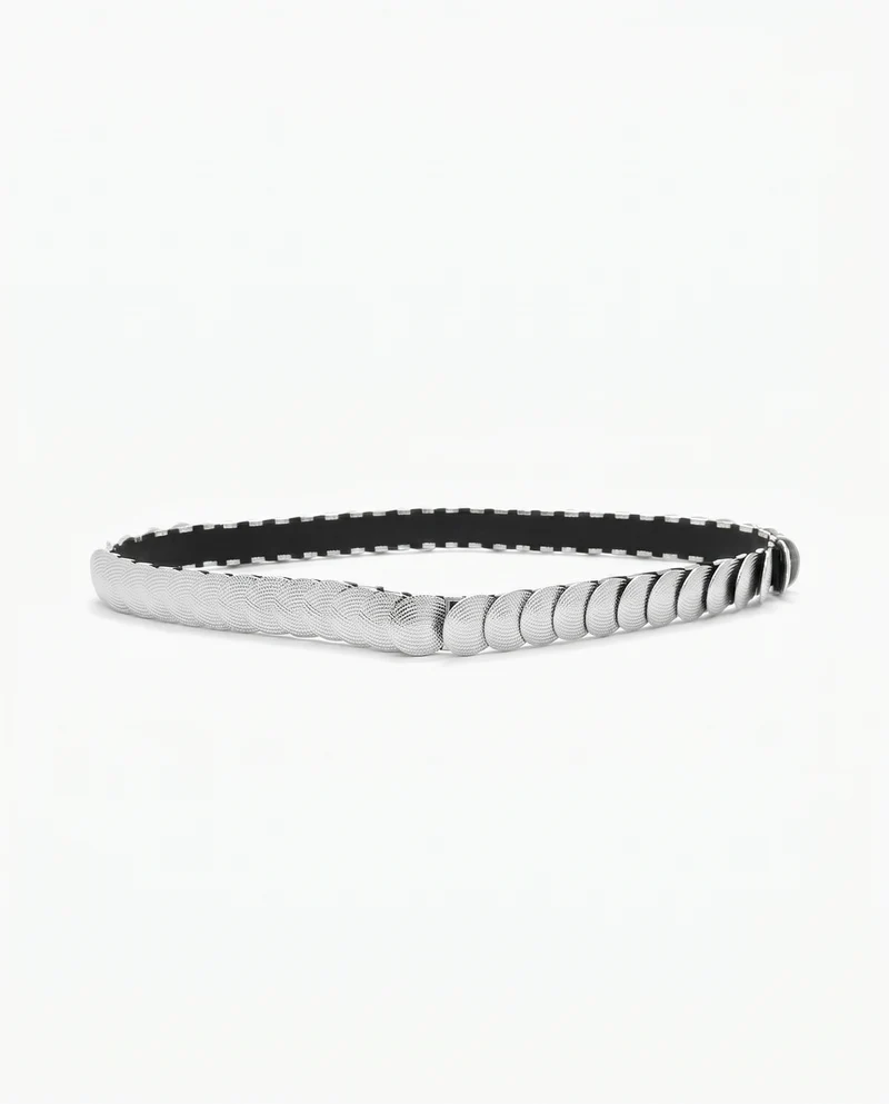 Cintura in metallo con scaglie rotonde - Argento