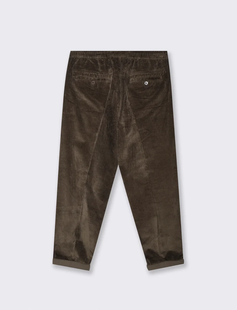 Pantaloni Chino Jogger in Velluto Regular Fit - Verde kaki