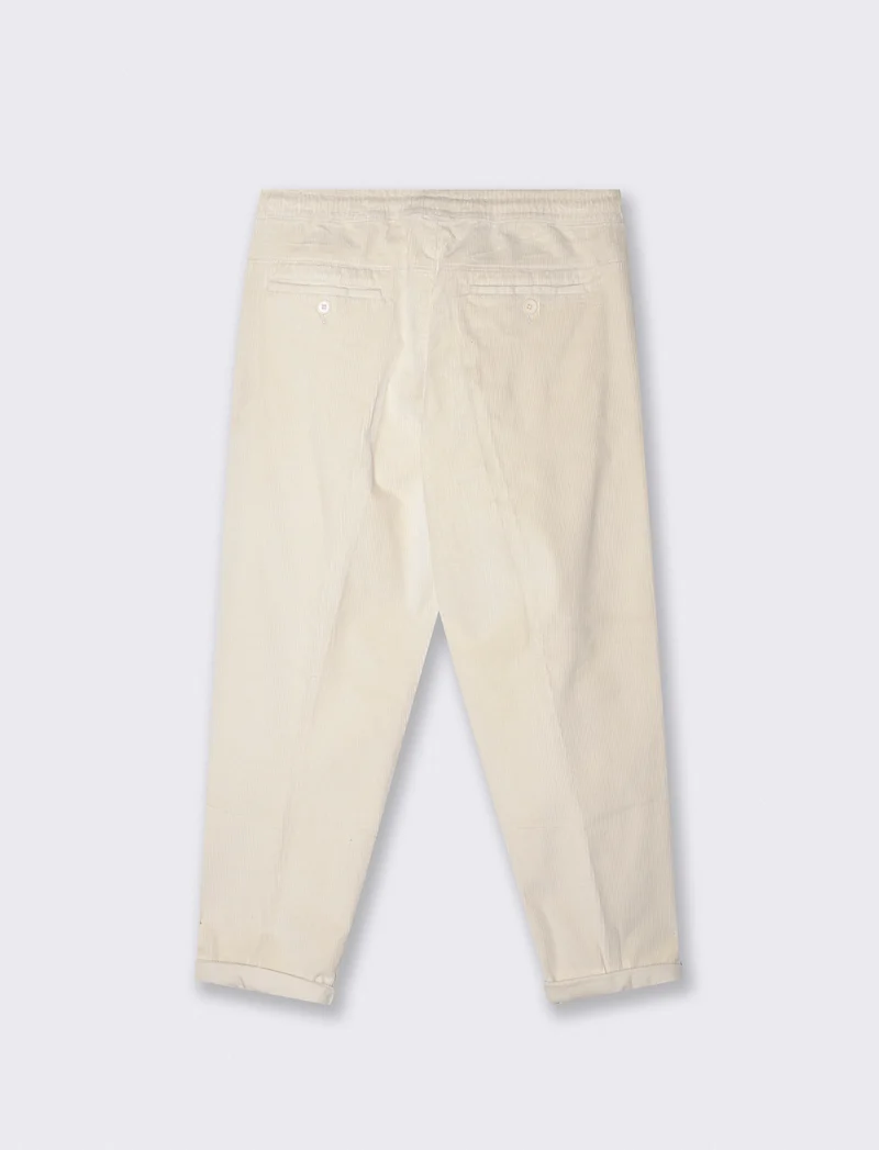 Pantaloni Chino Jogger in Velluto Regular Fit - Bianco