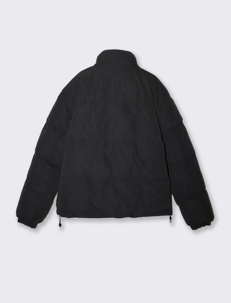 Giubbotto imbottito effetto nabuk elegante - Nero