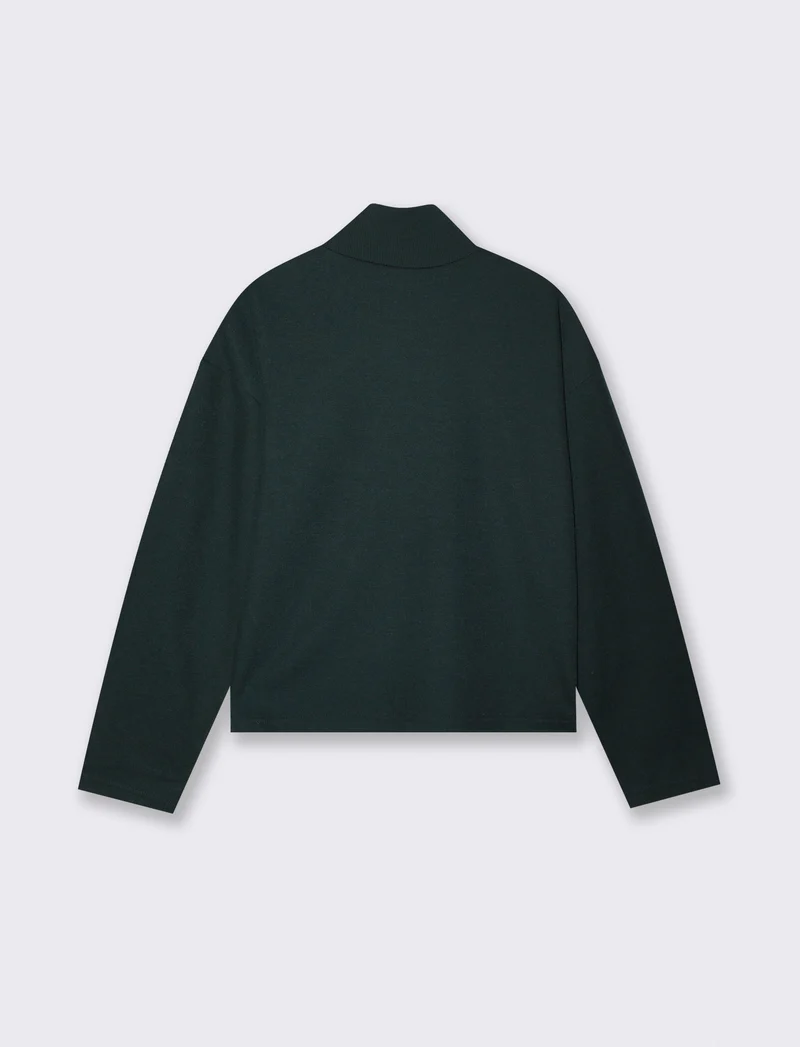 T-shirt collo alto basica e regolare - Verde bosco