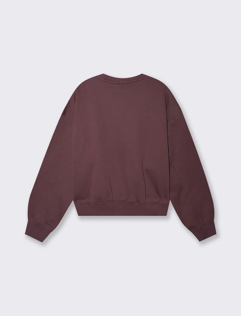 Felpa over crop con paricollo elegante - Rosso amarena