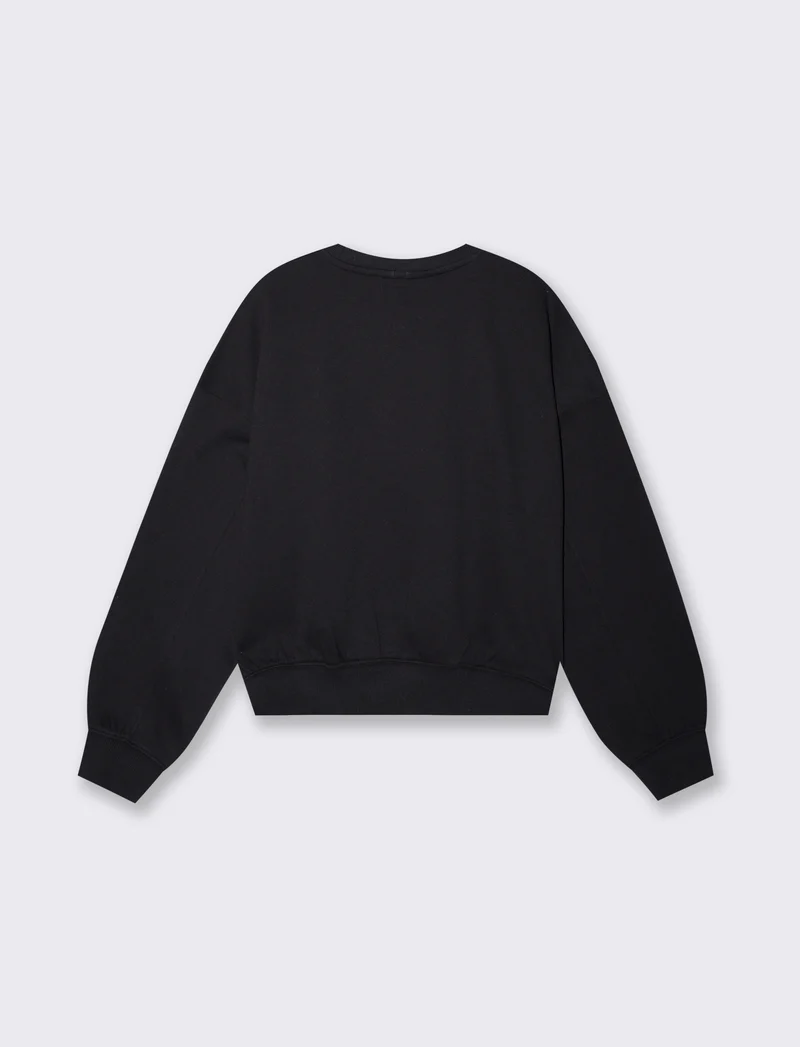 Felpa over crop con paricollo elegante - Nero