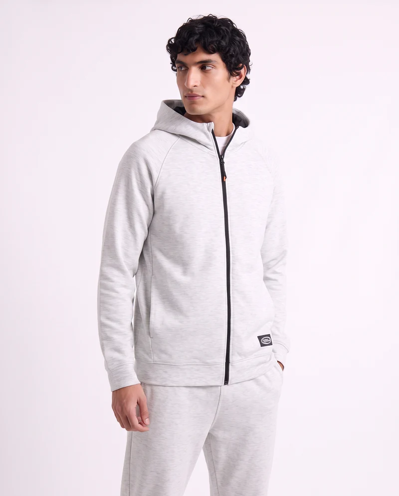 Felpa Cappuccio Cardigan Interlock Set - Grigio chiaro mel.
