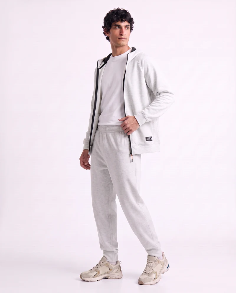 Felpa Cappuccio Cardigan Interlock Set - Grigio chiaro mel.