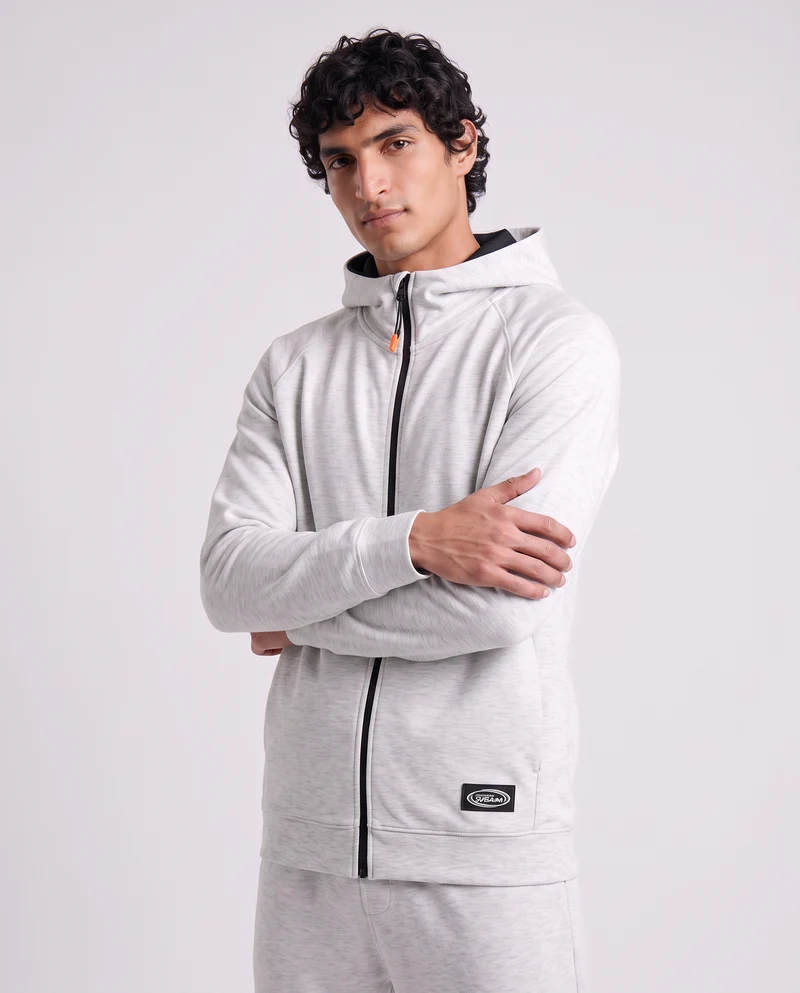 Felpa Cappuccio Cardigan Interlock Set - Grigio chiaro mel.