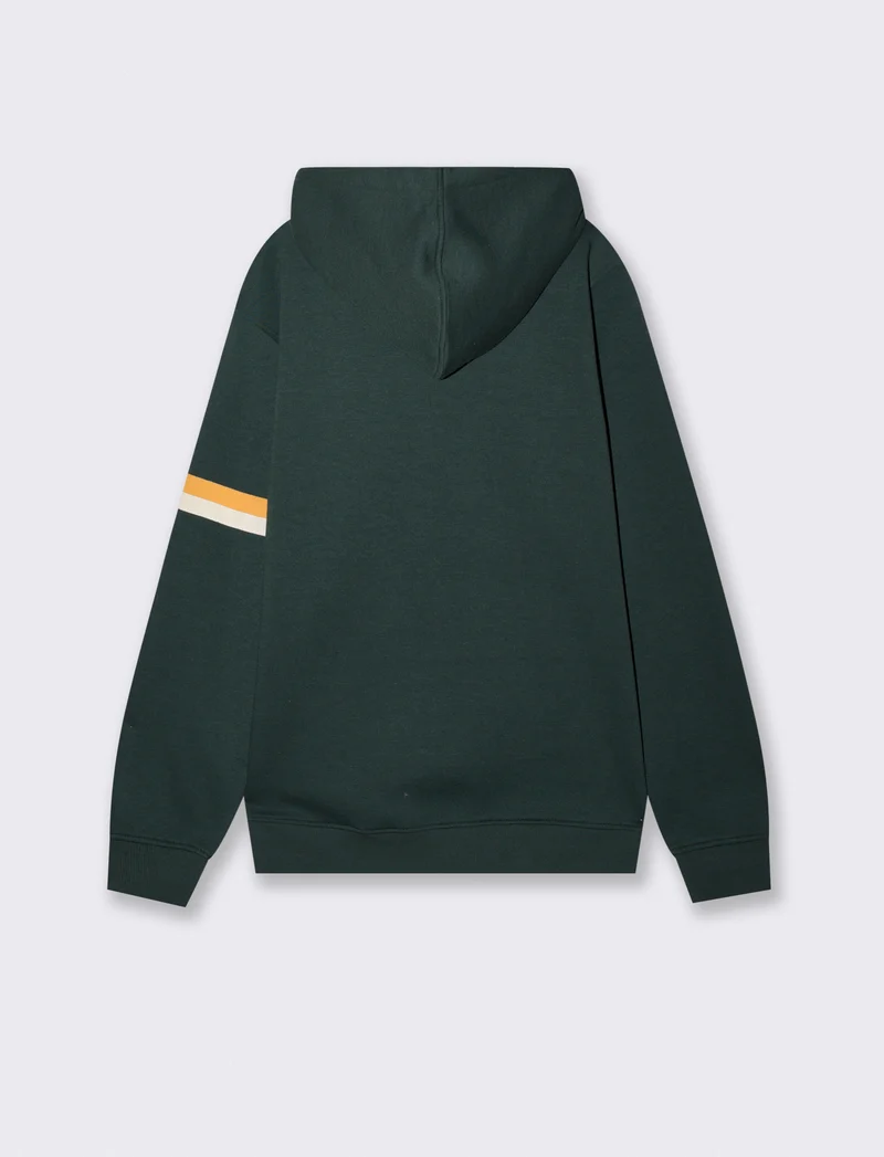 Felpa cappuccio cardigan con tasche e patch - Verde scuro